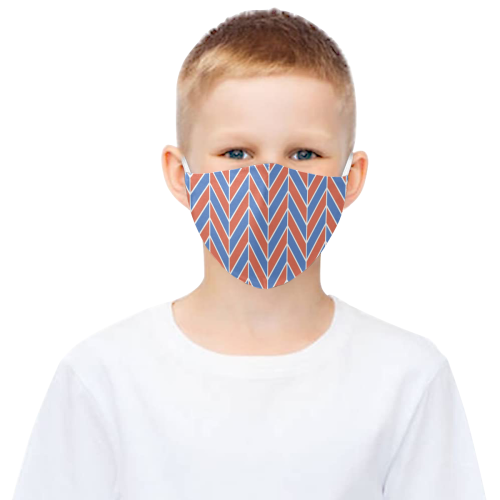 Red White Blue Herringbone 3D Mouth Mask with Drawstring (30 Filters Included) (Model M04) (Non-medical Products)