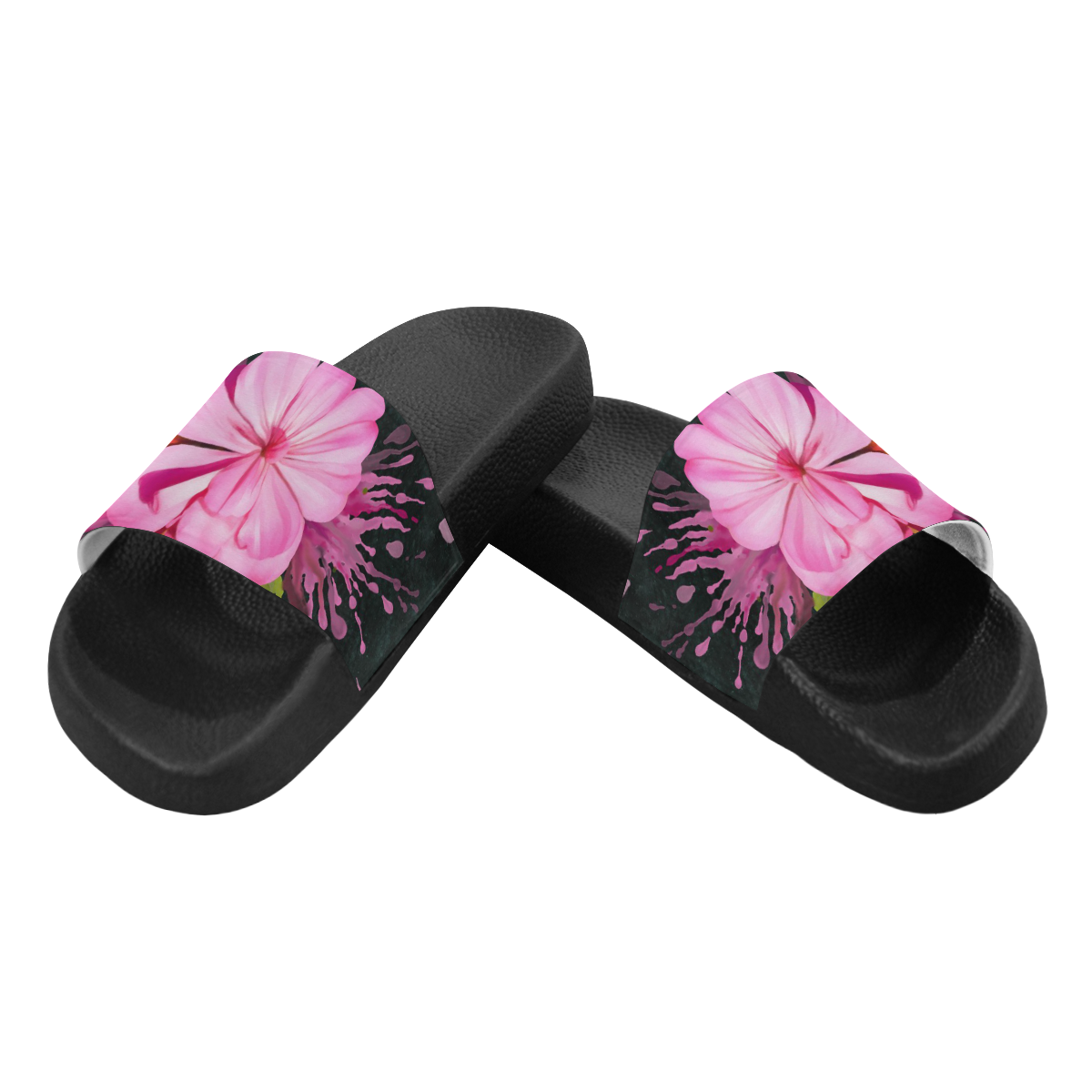 Pink flower, color splash, floral eruption Women's Slide Sandals (Model 057)