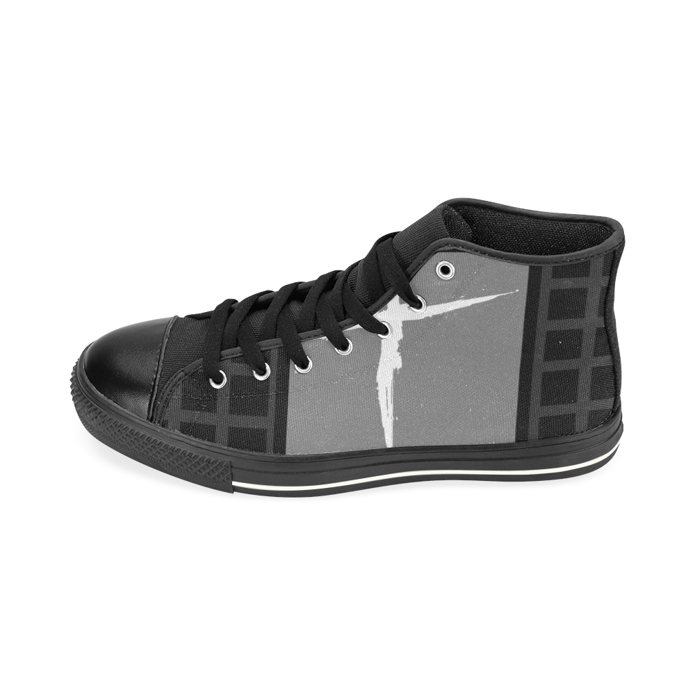 Kids High-Top Sneakers Gray High Top Canvas Shoes for Kid (Model 017)