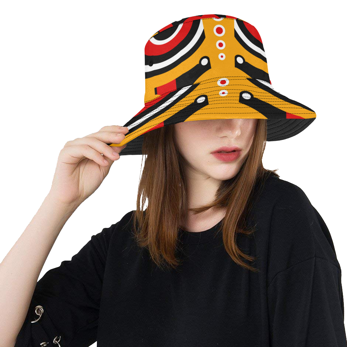 Red Yellow Tiki Tribal All Over Print Bucket Hat