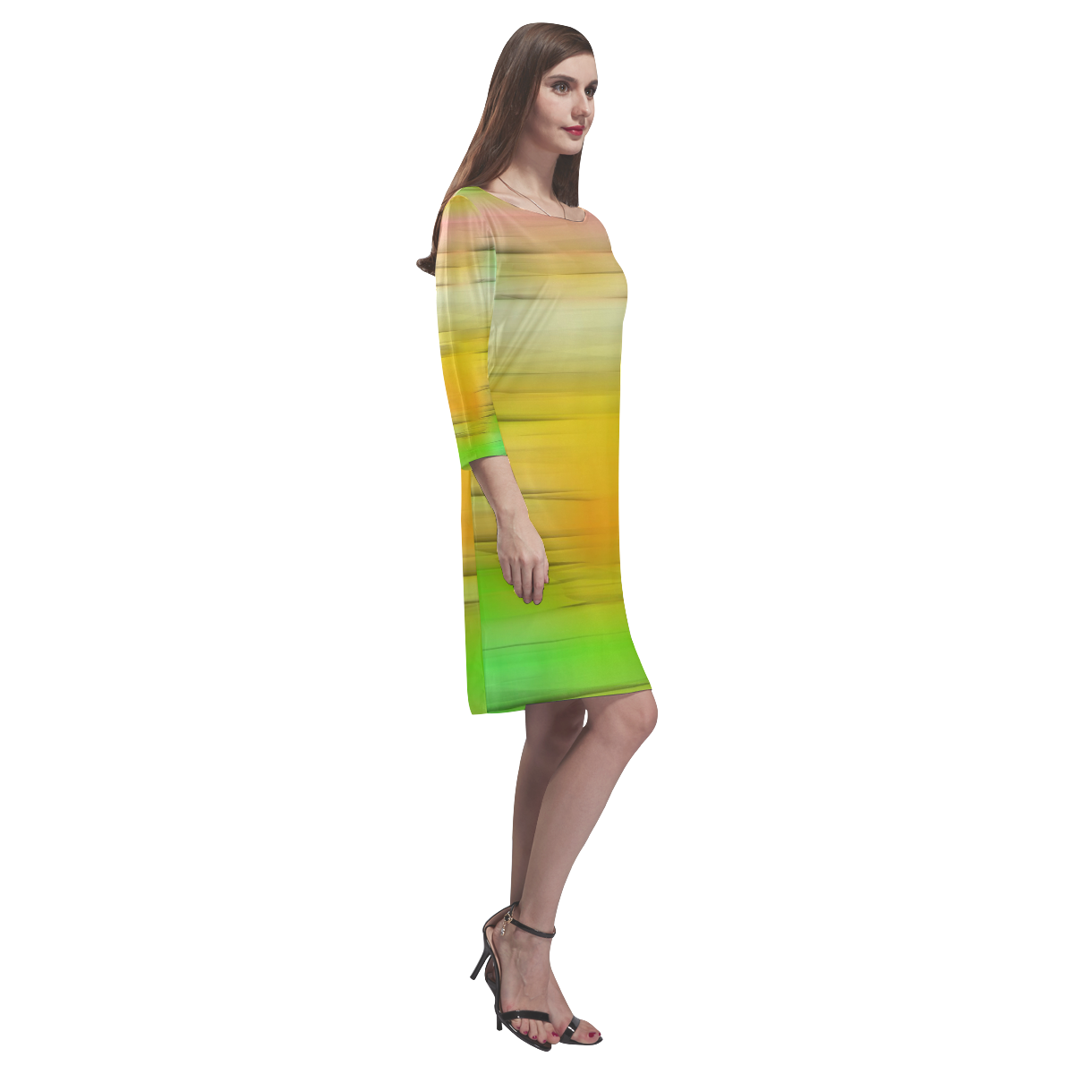 noisy gradient 2 by JamColors Rhea Loose Round Neck Dress(Model D22)
