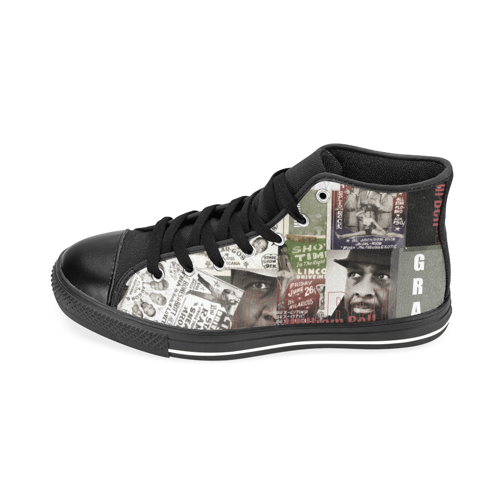 William Bell Collage 1 Vintage Style Men’s Classic High Top Canvas Shoes /Large Size (Model 017)