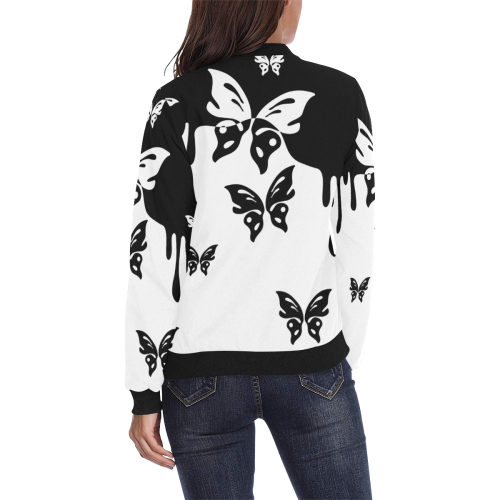 Animals Nature - Splashes Tattoos with Butterflies All Over Print Bomber Jacket for Women (Model H36)