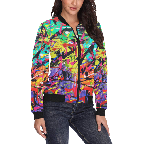 Chaos All Over Print Bomber Jacket for Women (Model H36)