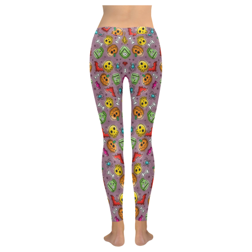 Hell-O-Ween Women's Low Rise Leggings (Invisible Stitch) (Model L05)