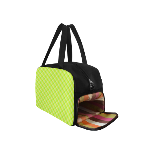 Yellow and green plaid pattern Fitness Handbag (Model 1671)