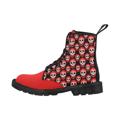 Red with Skulls Halloween Cheeky Witch Martin Boots for Women (Black) (Model 1203H)