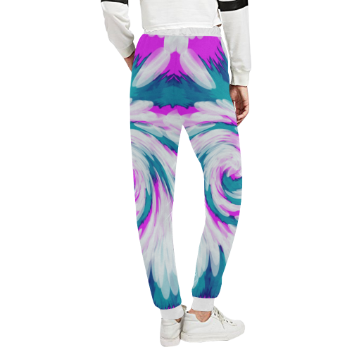 Turquoise Pink Tie Dye Swirl Abstract Unisex All Over Print Sweatpants (Model L11)