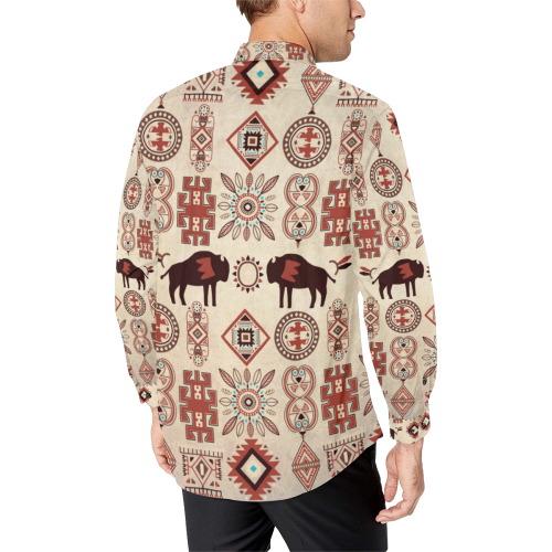 American Native Buffalo Men's All Over Print Casual Dress Shirt (Model T61)
