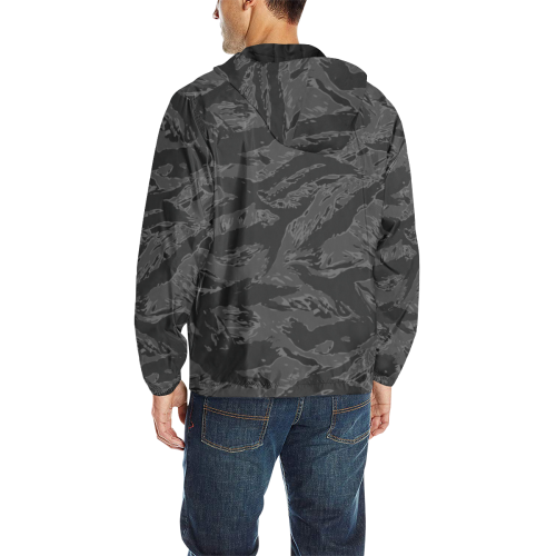 Tiger Stripe Night camouflage All Over Print Quilted Windbreaker for Men (Model H35)