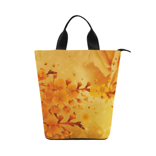 Floral design, soft colors Nylon Lunch Tote Bag (Model 1670)