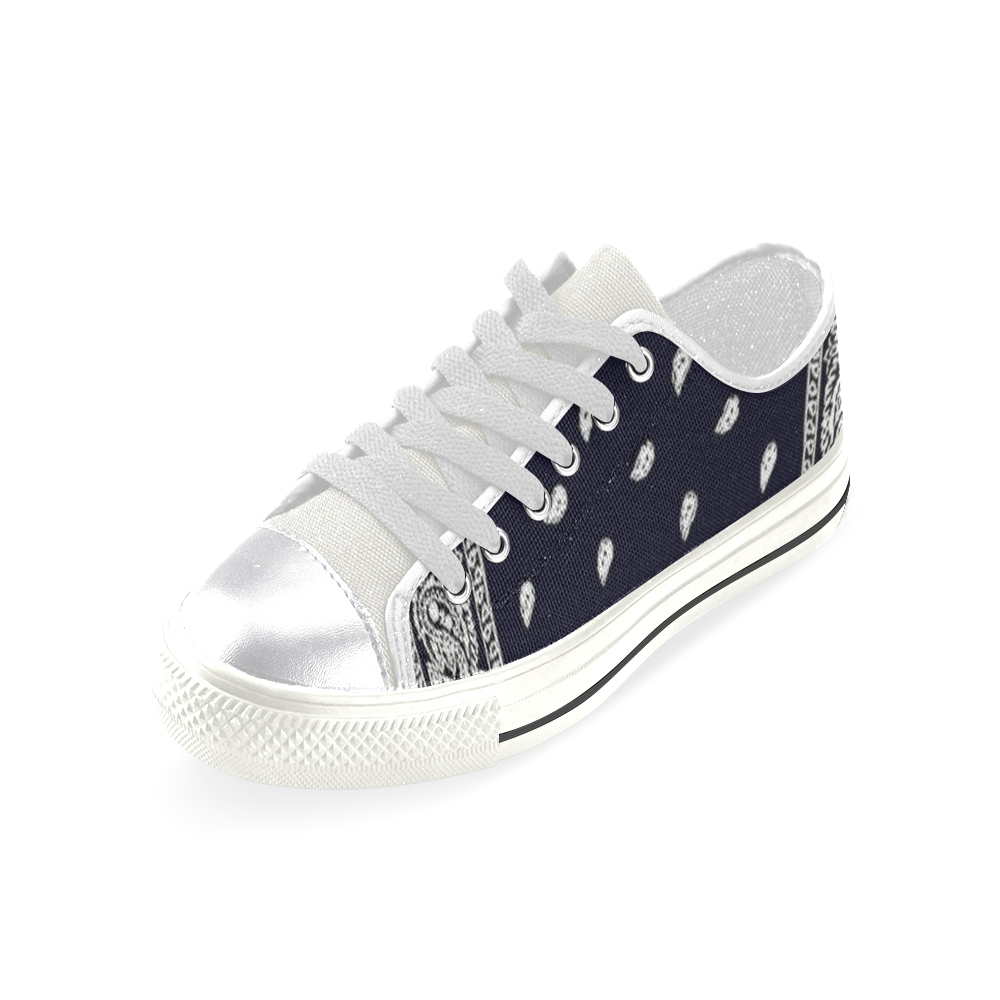 Navy Blue Bandana Women's Classic Canvas Shoes (Model 018)