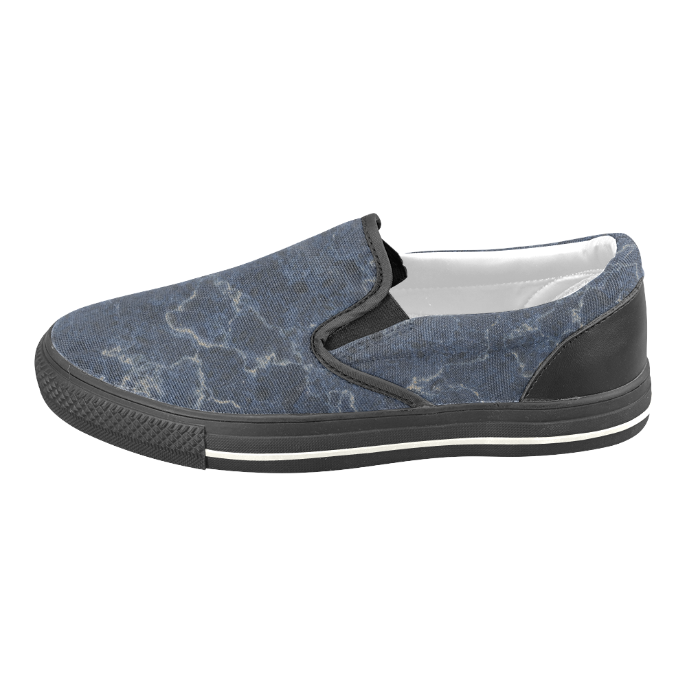Marble Blue Women's Slip-on Canvas Shoes/Large Size (Model 019)