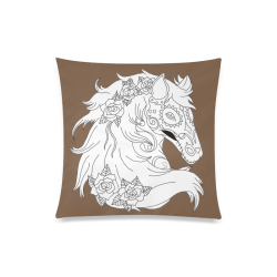 Color Me Sugar Skull Horse Brown Custom Zippered Pillow Case 20"x20"(Twin Sides)