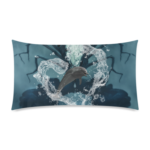 Dolphin jumping by a heart Rectangle Pillow Case 20"x36"(Twin Sides)