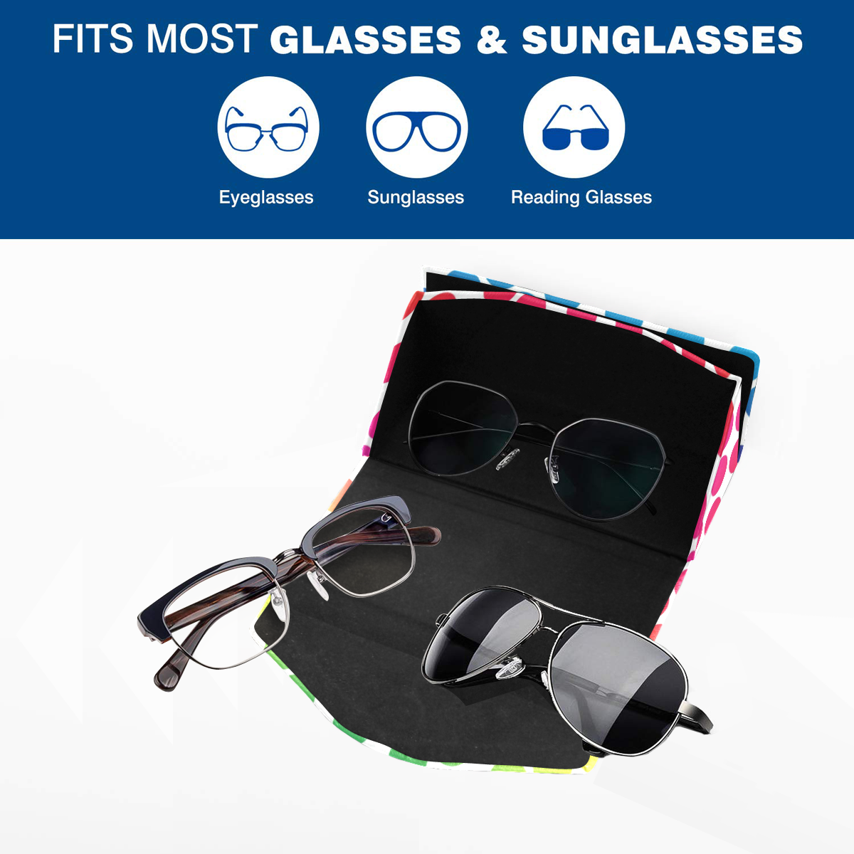 Rainbow Polka Dots Custom Foldable Glasses Case