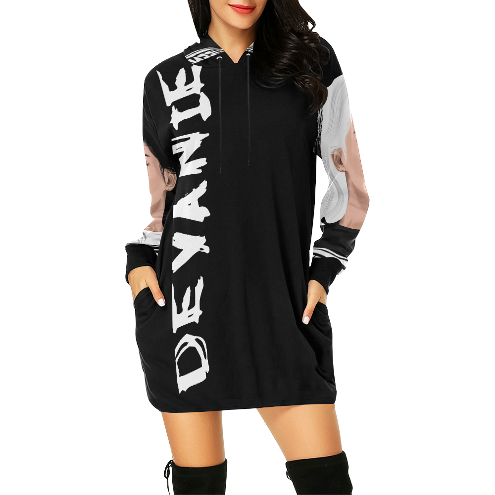Devanie DUO All Over Print Hoodie Mini Dress (Model H27)