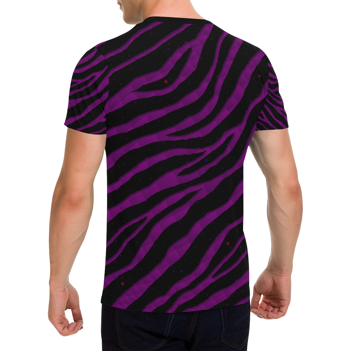Ripped SpaceTime Stripes - Purple Men's All Over Print T-Shirt with Chest Pocket (Model T56)