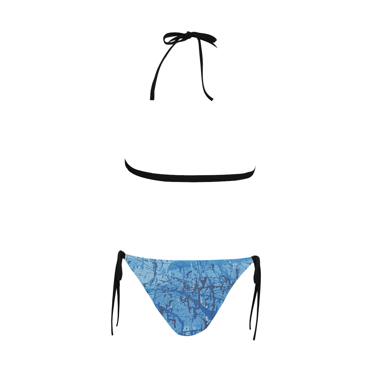 Blue splatters Buckle Front Halter Bikini Swimsuit (Model S08)