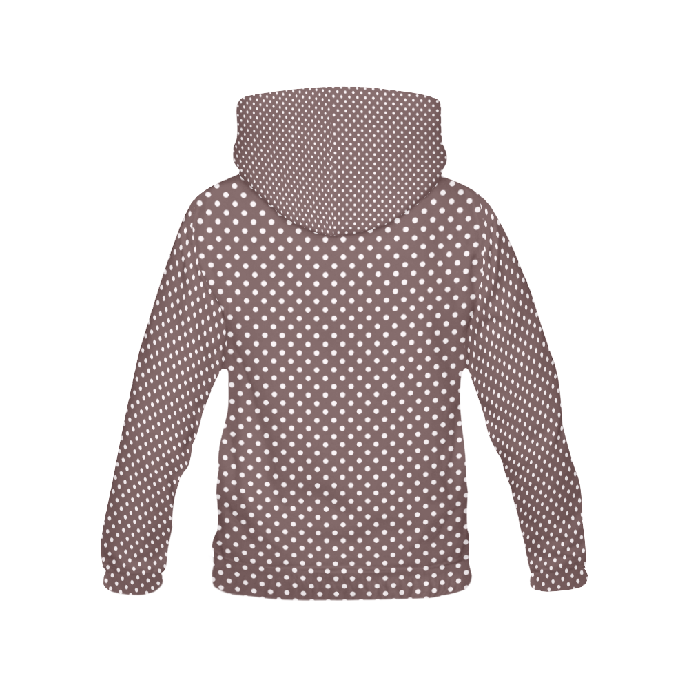 Chocolate brown polka dots All Over Print Hoodie for Women (USA Size) (Model H13)