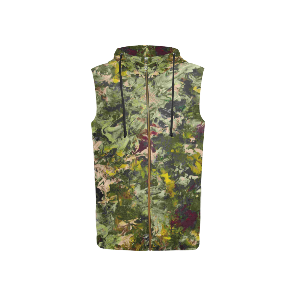 Spring All Over Print Sleeveless Zip Up Hoodie for Women (Model H16)