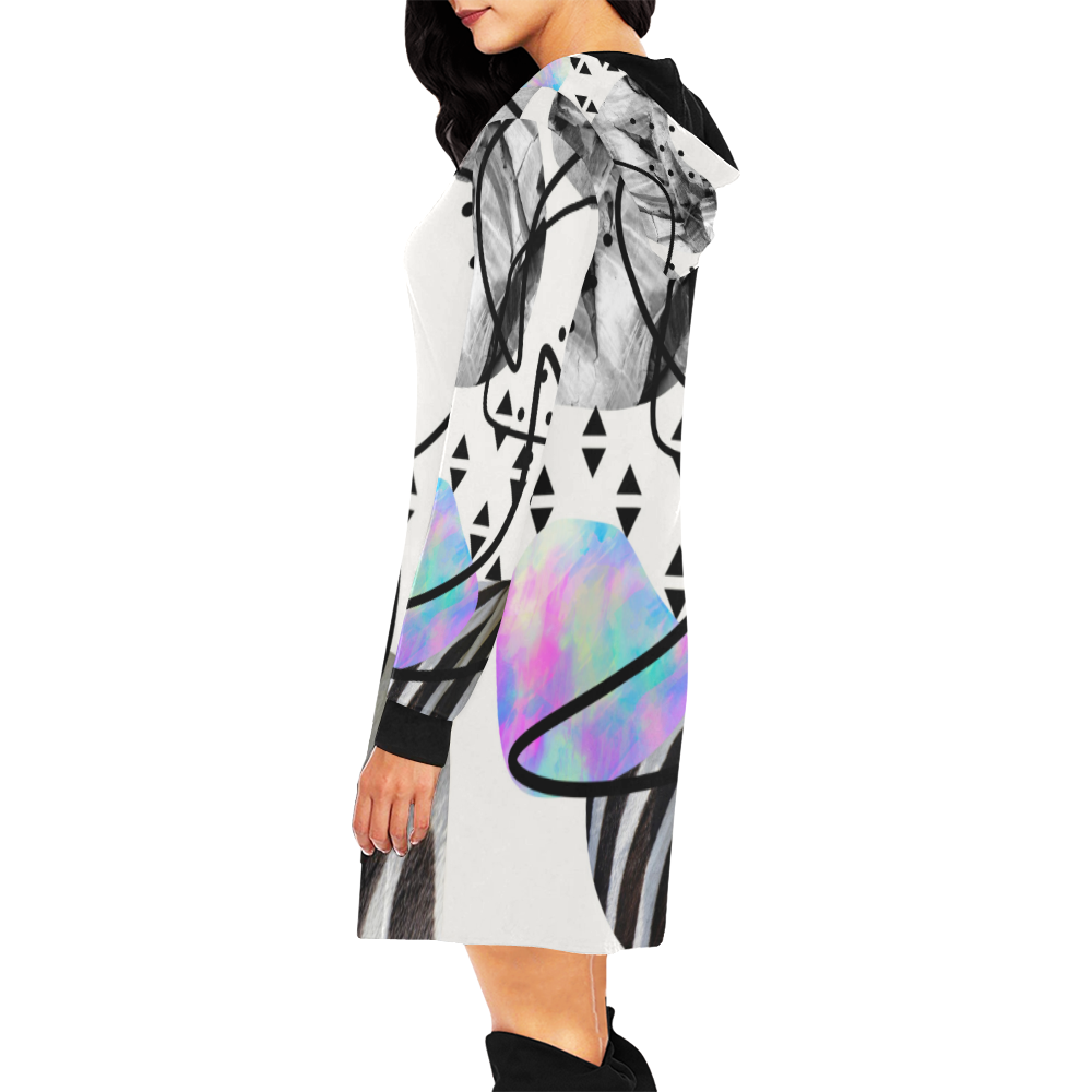 minimal art All Over Print Hoodie Mini Dress (Model H27)