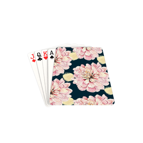 Watercolor Flowers Pink Teal Yellow Playing Cards 2.5"x3.5"