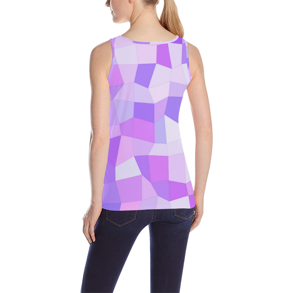 Bright Purple Mosaic All Over Print Tank Top for Women (Model T43)