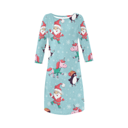 Santa Penguin And Unicorn Pattern Round Collar Dress (D22)