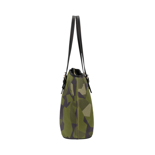 Swedish M90 woodland camouflage Leather Tote Bag/Large (Model 1651)