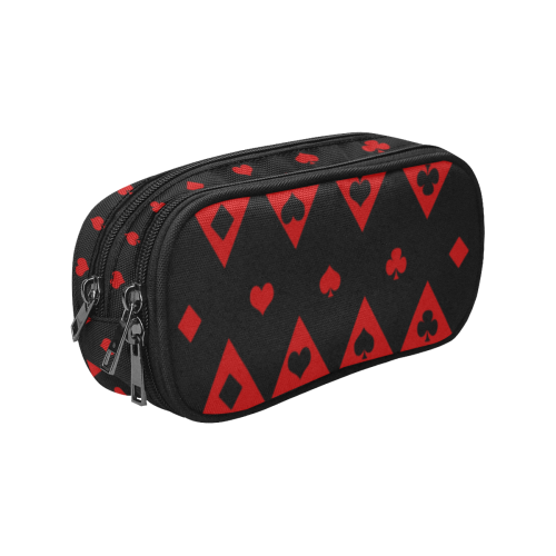 Las Vegas Black Red Play Card Shapes Pencil Pouch/Large (Model 1680)
