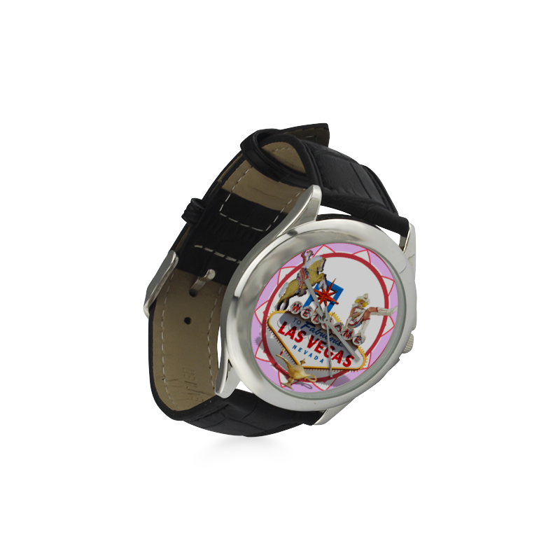 LasVegasIcons Poker Chip - Pink Women's Classic Leather Strap Watch(Model 203)