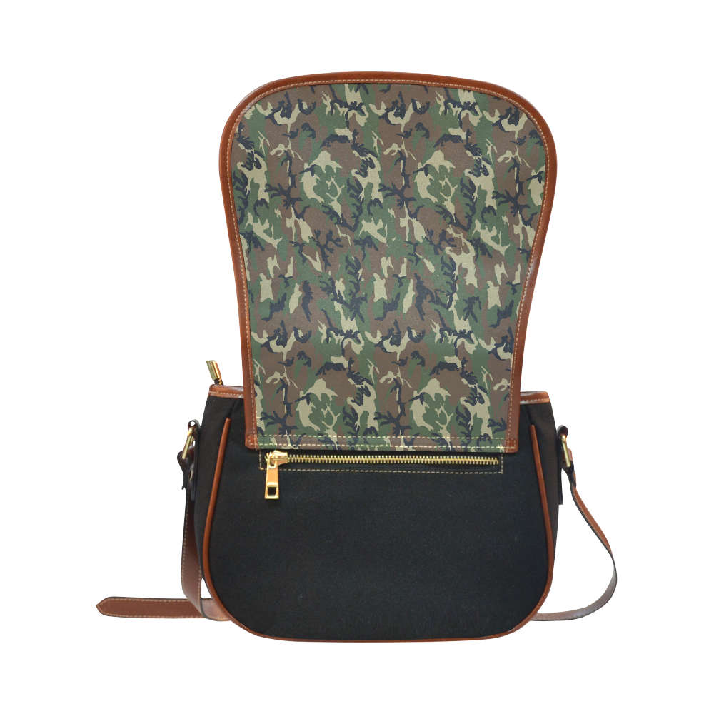 Woodland Forest Green Camouflage Saddle Bag/Small (Model 1649)(Flap Customization)
