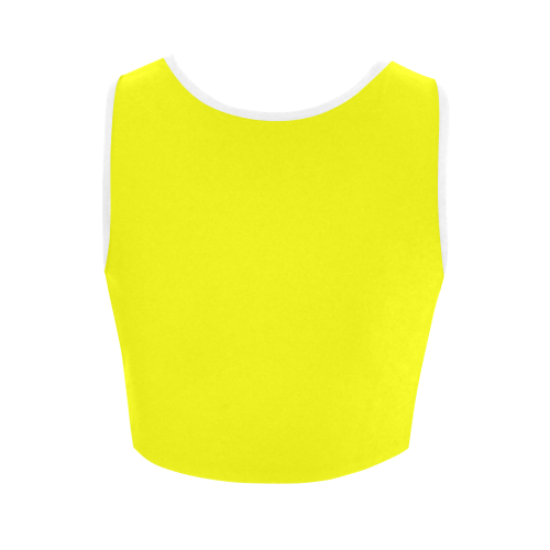 Bright Neon Yellow / White Women's Crop Top (Model T42)