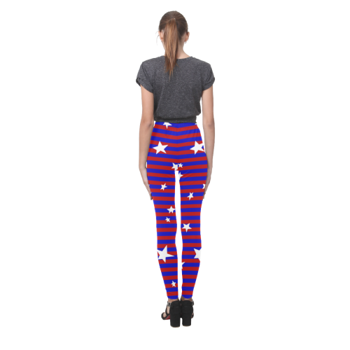 Stars with Blue and Red Stripes Cassandra Women's Leggings (Model L01)