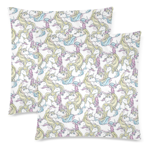 Girly Unicorn Custom Zippered Pillow Cases 18"x 18" (Twin Sides) (Set of 2)