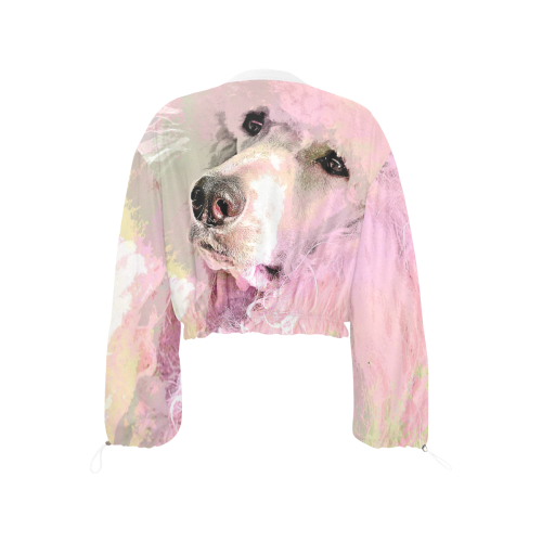 Pink poodle Cropped Chiffon Jacket for Women (Model H30)