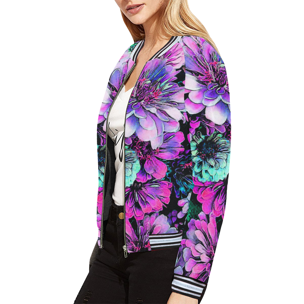 the beauty of wanting 4c2b All Over Print Bomber Jacket for Women (Model H21)