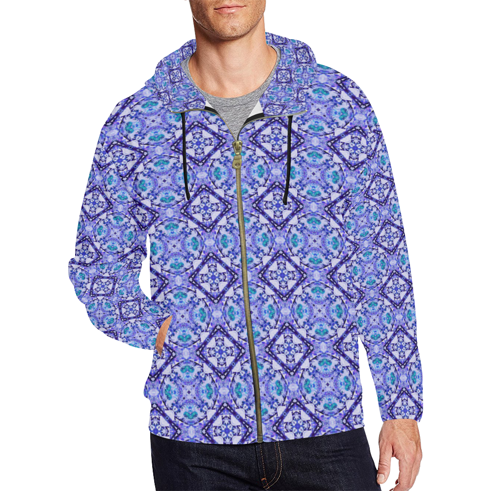 ancient one 25c All Over Print Full Zip Hoodie for Men/Large Size (Model H14)