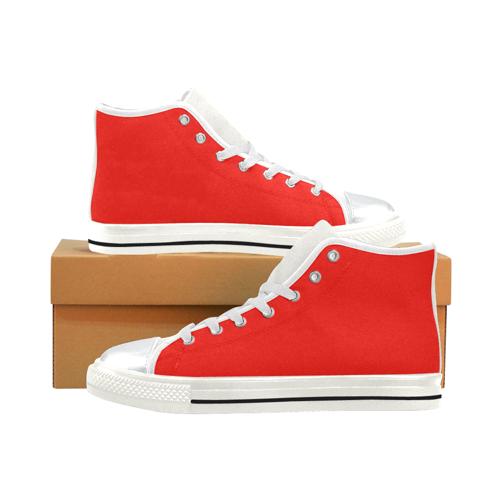 color candy apple red High Top Canvas Shoes for Kid (Model 017)