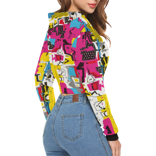 Distorted shapes All Over Print Crop Hoodie for Women (Model H22)