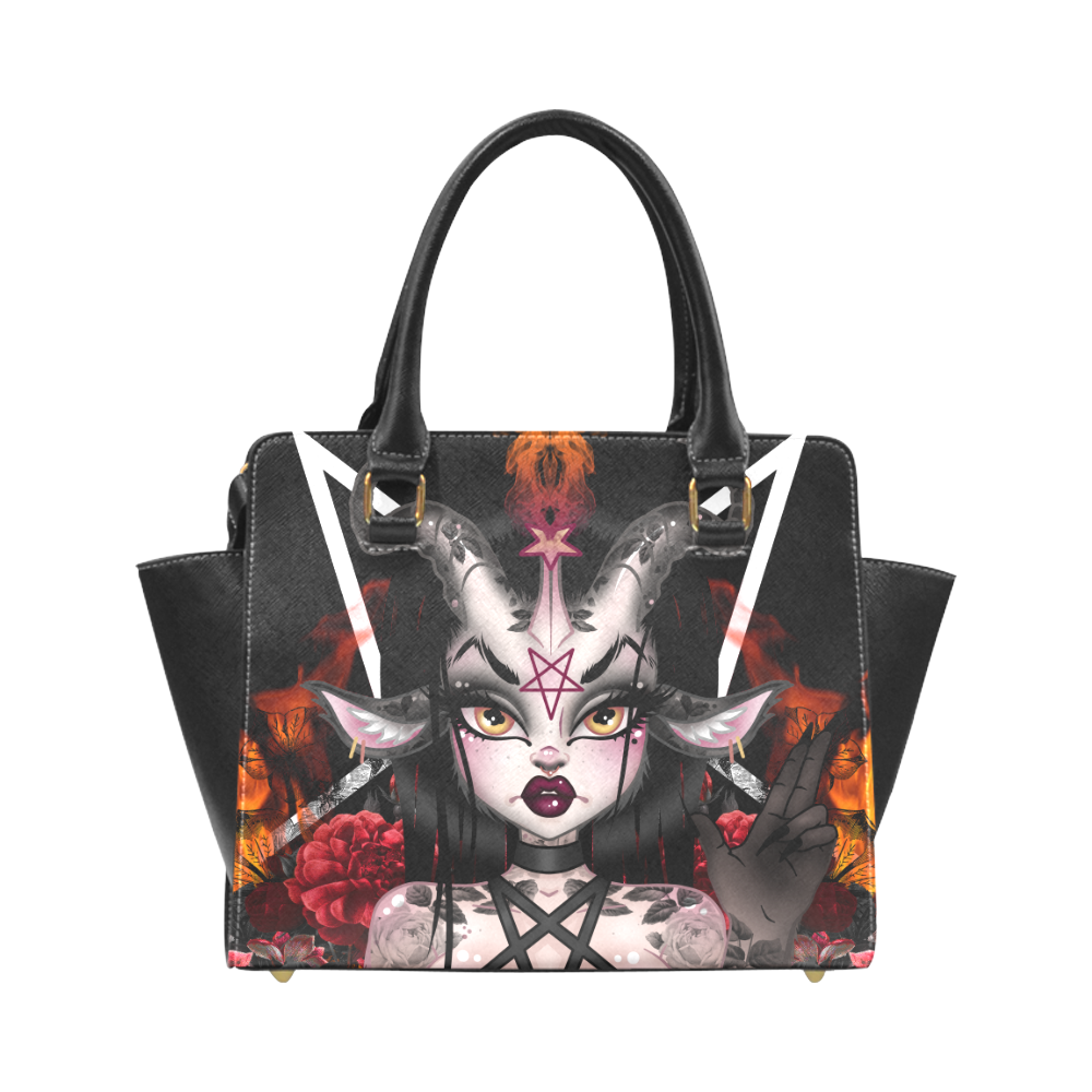 Baphomet Girl Rivet Shoulder Handbag (Model 1645)