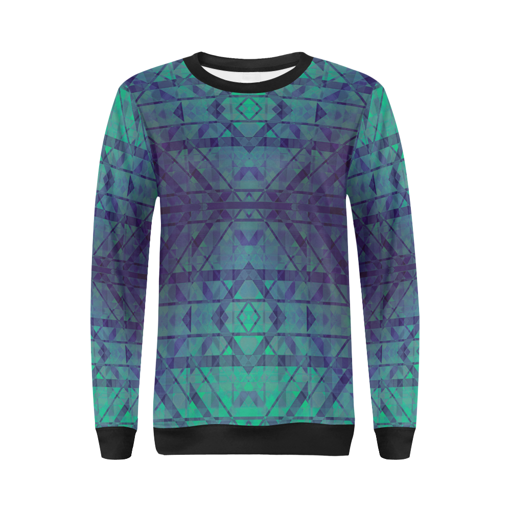 Sci-Fi Dream Blue Geometric design All Over Print Crewneck Sweatshirt for Women (Model H18)
