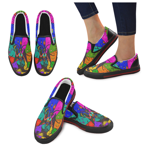 Awesome Baphomet Popart Slip-on Canvas Shoes for Men/Large Size (Model 019)