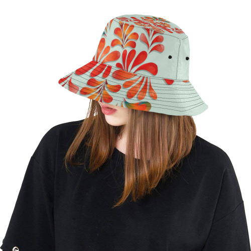 Red Floral Dance Pattern All Over Print Bucket Hat