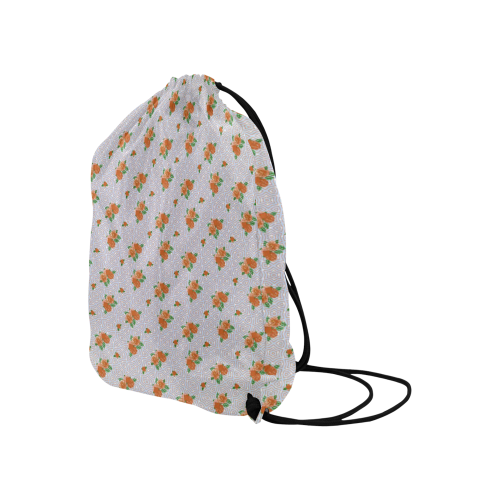 Roses and Pattern 1A by JamColors Large Drawstring Bag Model 1604 (Twin Sides)  16.5"(W) * 19.3"(H)