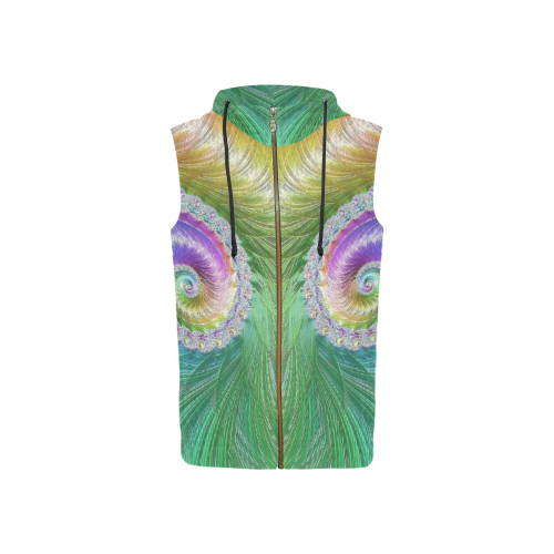 Frax Fractal Rainbow All Over Print Sleeveless Zip Up Hoodie for Women (Model H16)