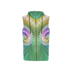 Frax Fractal Rainbow All Over Print Sleeveless Zip Up Hoodie for Women (Model H16)