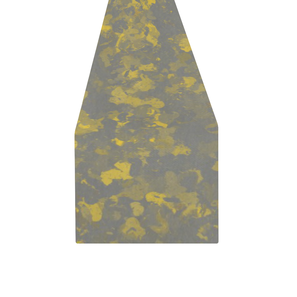 Gray and Yellow Paint Splash Table Runner 14x72 inch