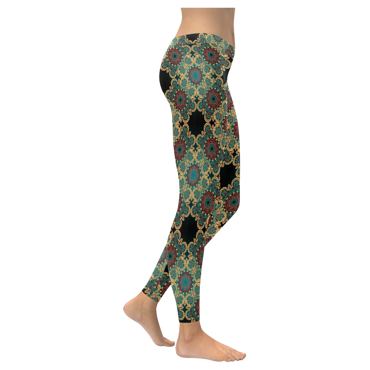 Regal Mandala Abstract Women's Low Rise Leggings (Invisible Stitch) (Model L05)